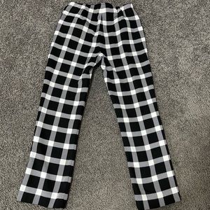 GAP Flare Crop Black and White Plaid Pants